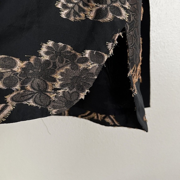 CHARLOTTE BRODY Snow Drop Silk Puff Sleeve Top in Golden Blossom Fil Coupe Black - Picture 11 of 12